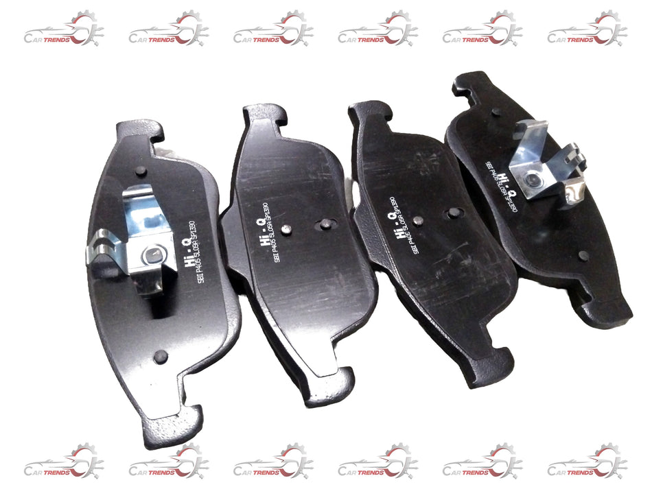 Front brake pad for Nissan Triber, Kiger, Kwid 1.0 2020, and Renault, by CarTrends, showing the brake pad with mounting hardware.