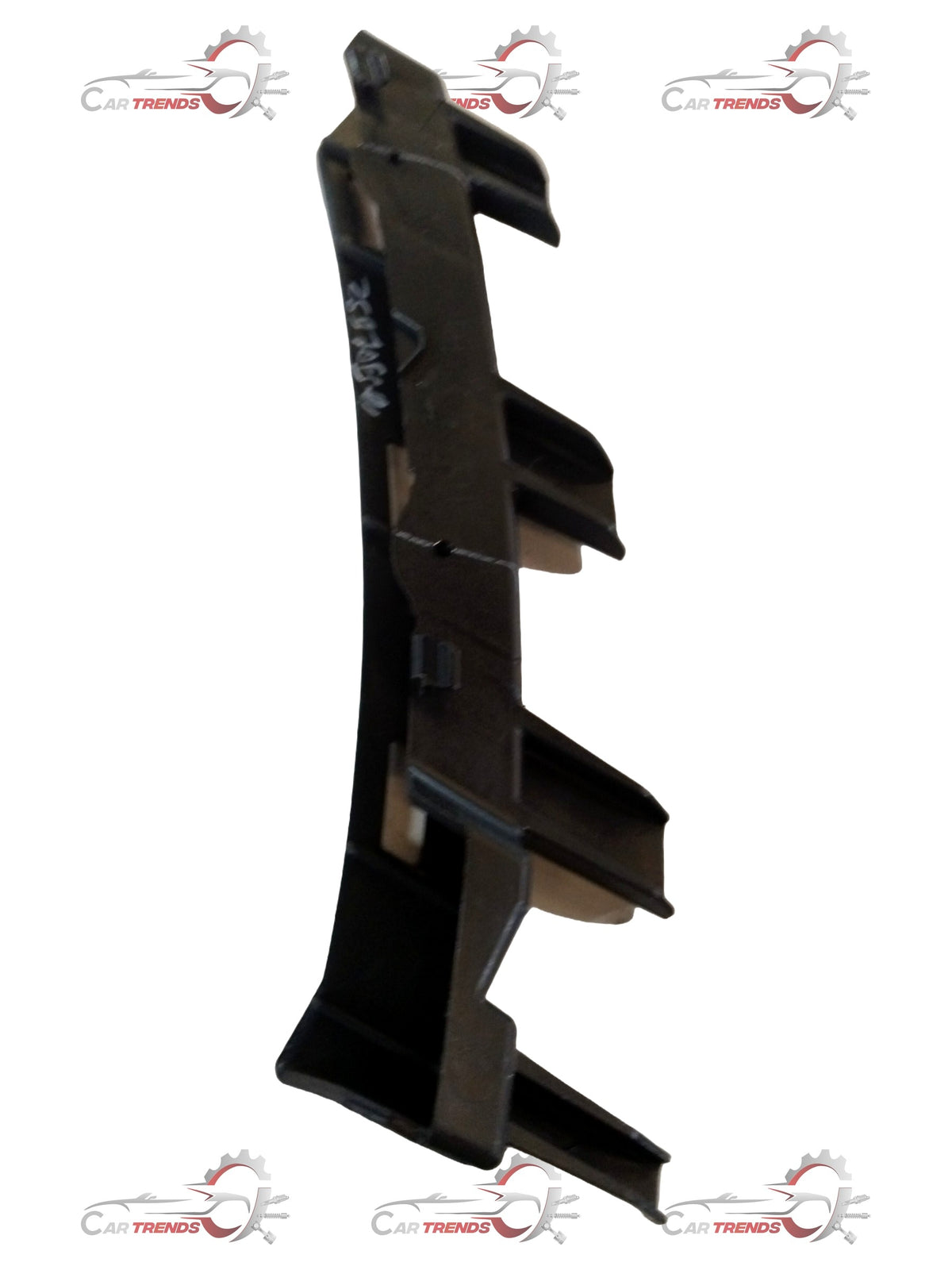 Hyundai Grand i10 front left bumper bracket, part number 86553B4500, showing the black plastic mounting piece.