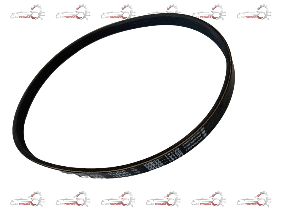 Maruti Suzuki fan belt pressure new model 95141M62S00, automotive replacement part, showing a close-up of the belt and pulley system.