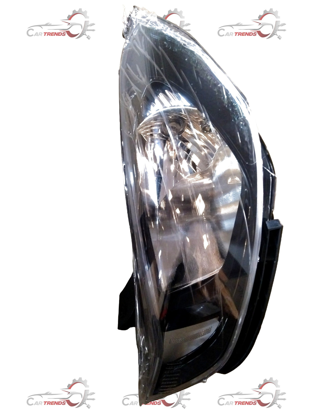 CarTrends I10 Grand Nios head lamp spare part, LH side, showing the lamp assembly with reflective surfaces and mounting points.