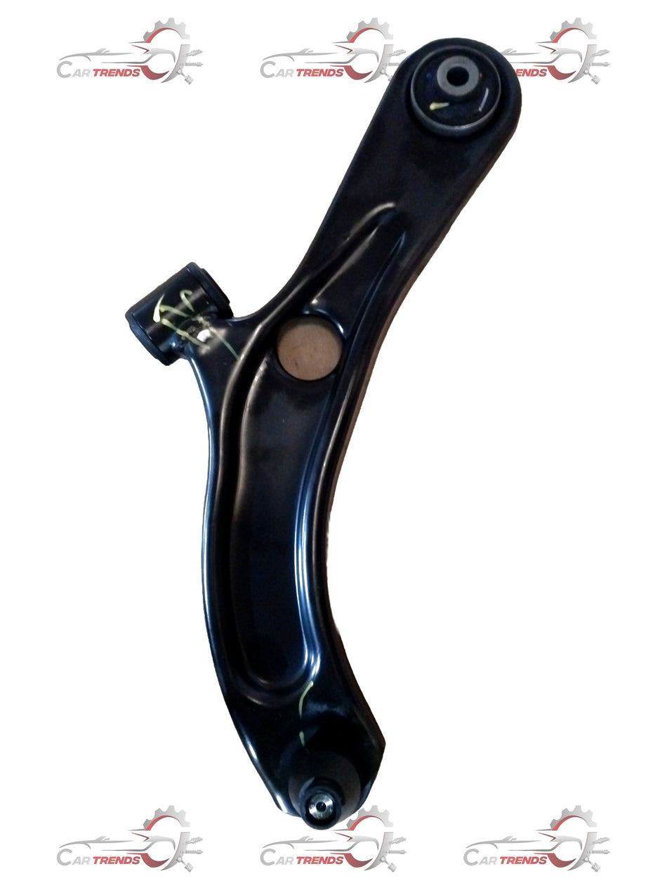 Left side Maruti Suzuki suspension arm for petrol models, part number #45202M83K01, showing the metal component with mounting points
