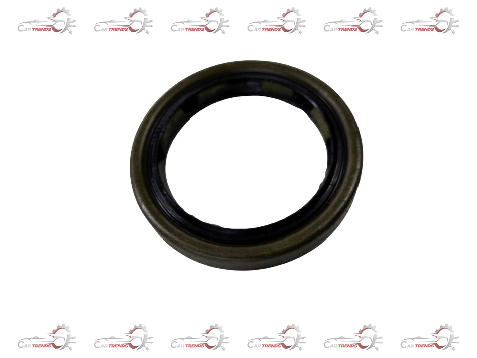 Close-up of a black oil seal labeled "OIL SEAL 1" for Chevrolet Tavera, showing the seal's rubber edge and branding.