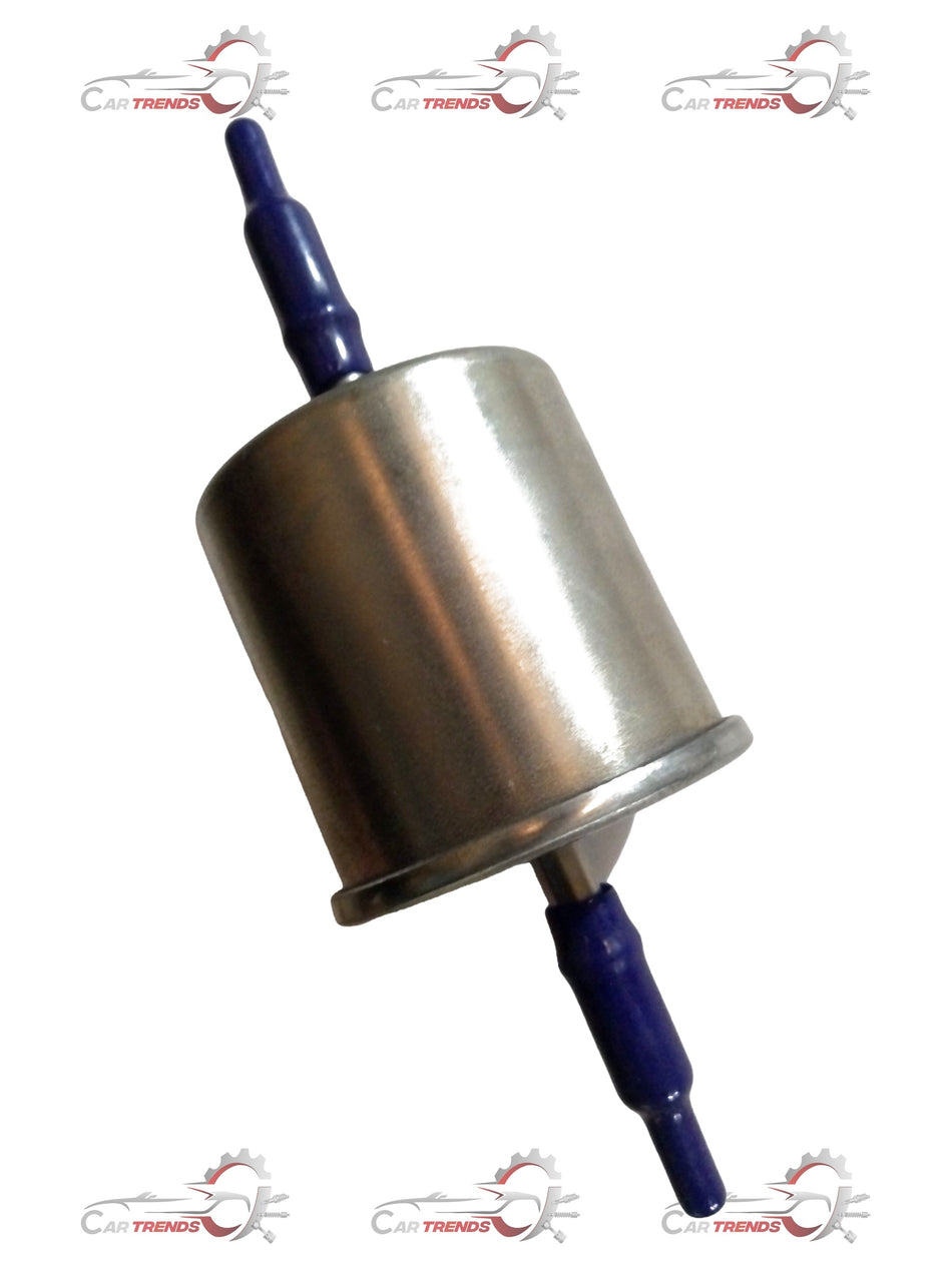 CarTrends fuel filter assembly for Baleno, Swift 3rd Gen, Dzire, Ignis petrol models, showing the spare part with attached fuel lines.
