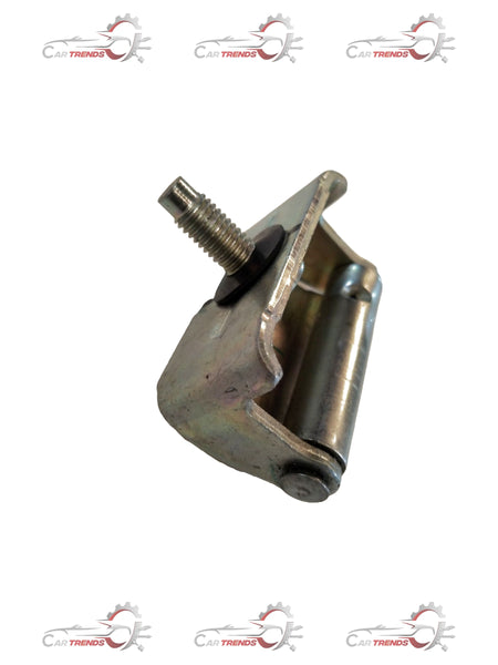 Maruti Suzuki back door hinge part #69180M83B00, close-up of metal hinge for vehicle rear door showing mounting points and hinge mechanism.