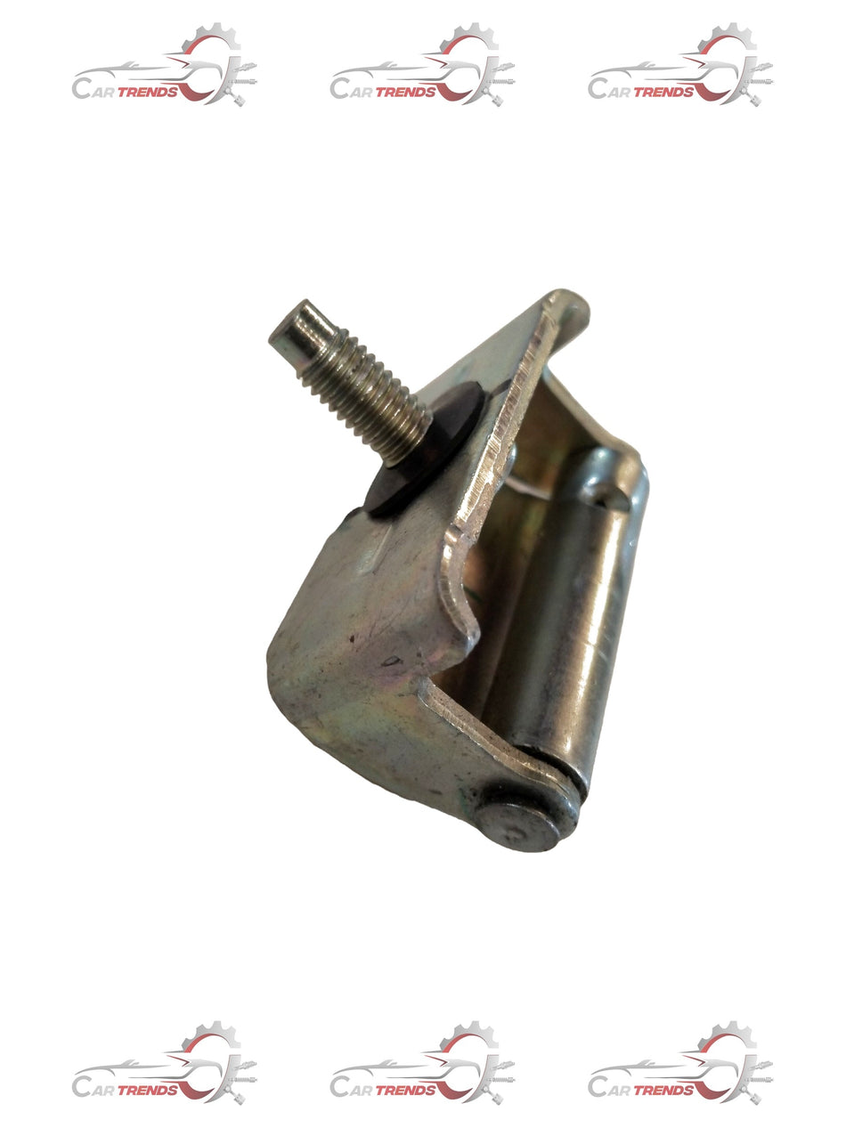 Maruti Suzuki back door hinge part #69180M83B00, close-up of metal hinge for vehicle rear door showing mounting points and hinge mechanism.