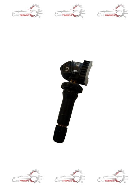 Hyundai Alcazar tire pressure monitoring system valve, close-up view showing the black valve component and branding details.