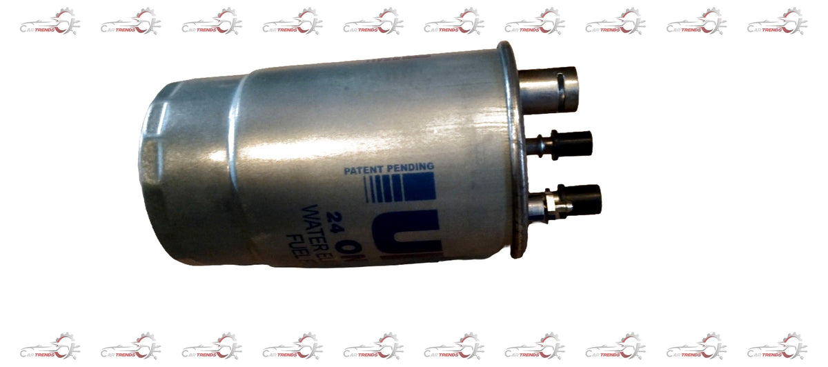 TATA fuel filter spare part without overflow valve, part number 570309110112, shown with mounting details and filter element.