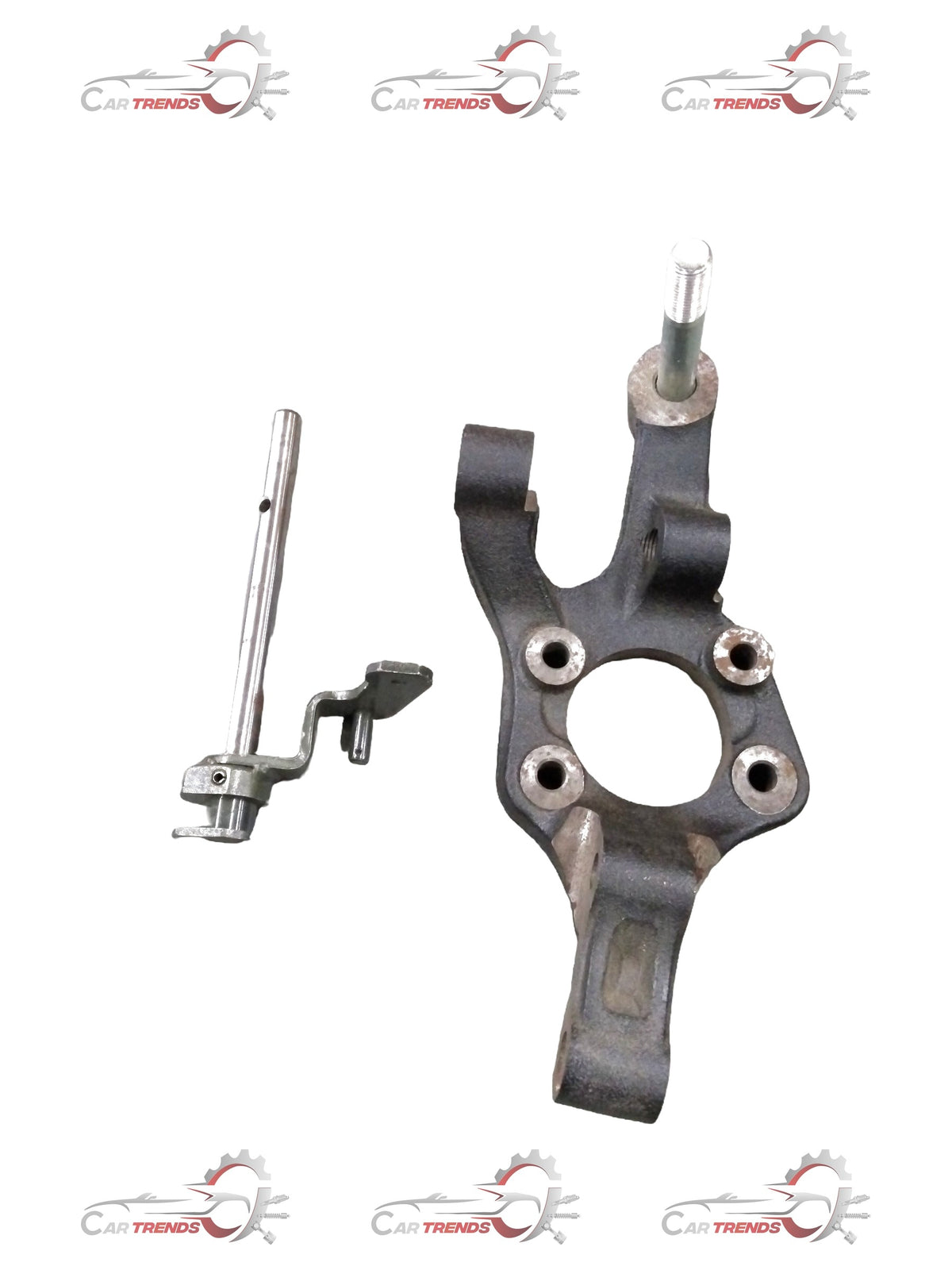 CarTrends Chevrolet Optra rear right knuckle part, close-up view showing metal components and mounting points.