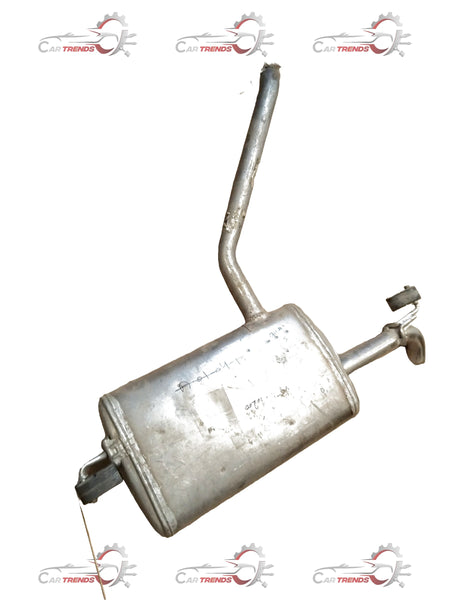 CarTrends muffler for Creta, spare part image showing the metallic muffler with inlet and outlet pipes.