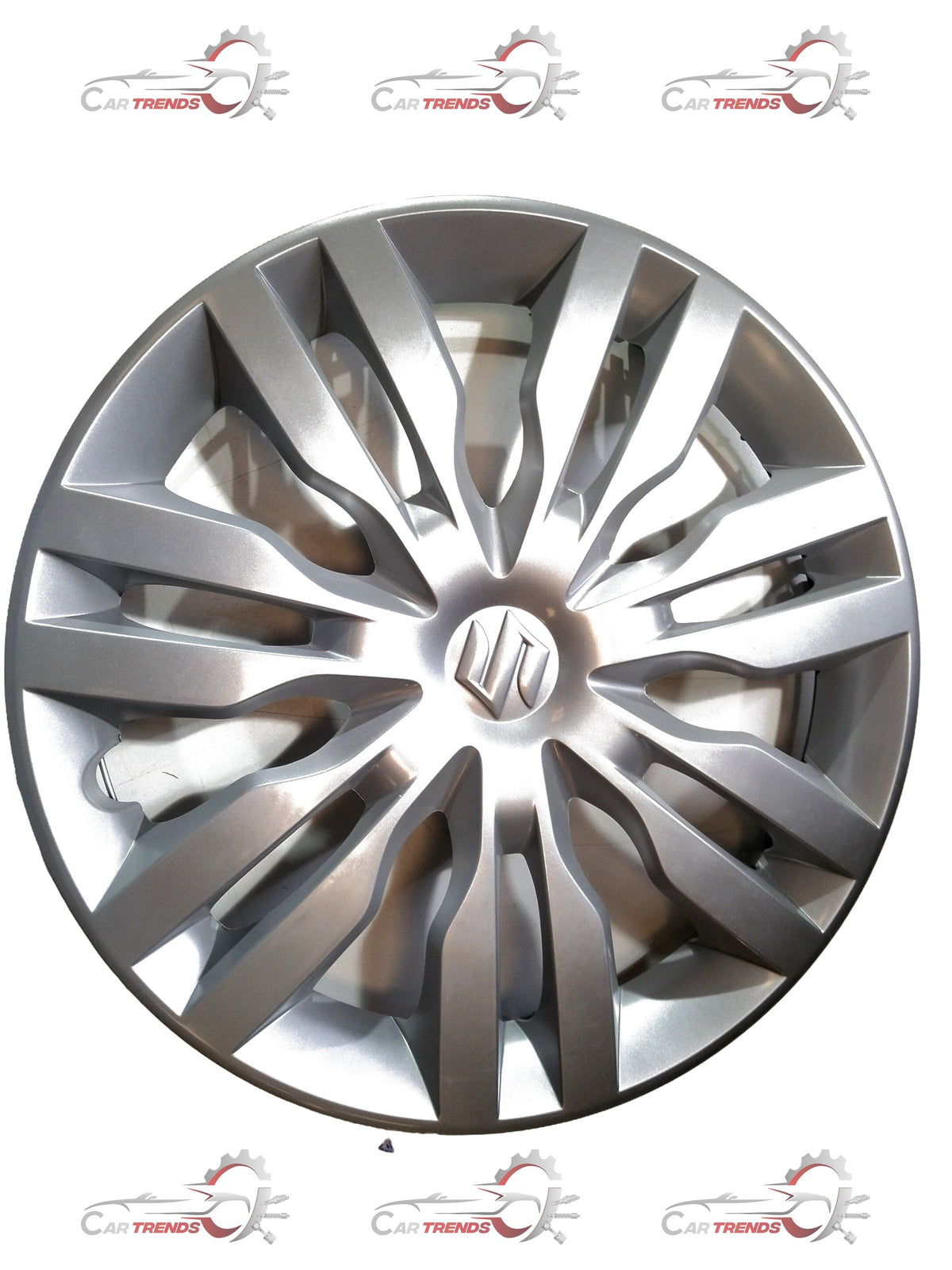 Maruti Suzuki Swift 3rd Gen 27N silver wheel cover, stylish and protective alloy wheel accessory in the image.