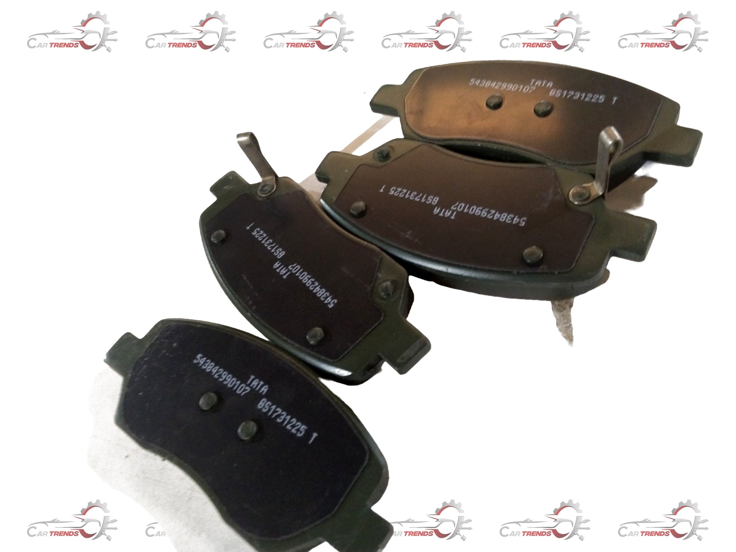 CarTrends brake pad for Tata Nexon, showing the new brake pad with detailed friction surface and mounting holes.