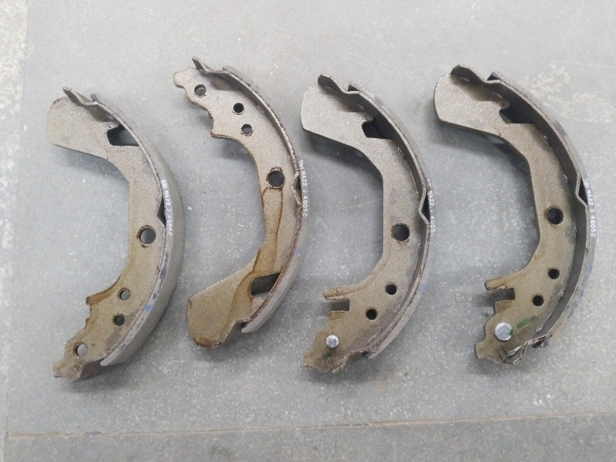 Rear brake shoe for Swift T2, Dzeir, Ritz, and Ciaz (2014-2019) by CarTrends, showing the brake shoe component on a plain background.