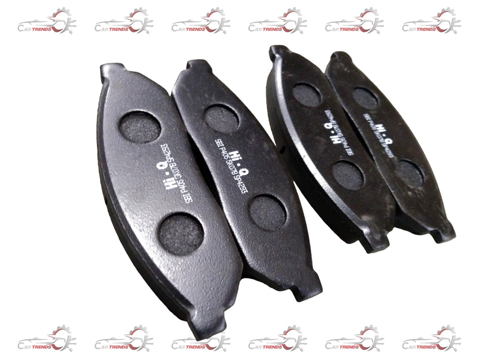 CarTrends brake pads for Accent, I10, I20, Creta vehicles, showing the new brake pad components and packaging.