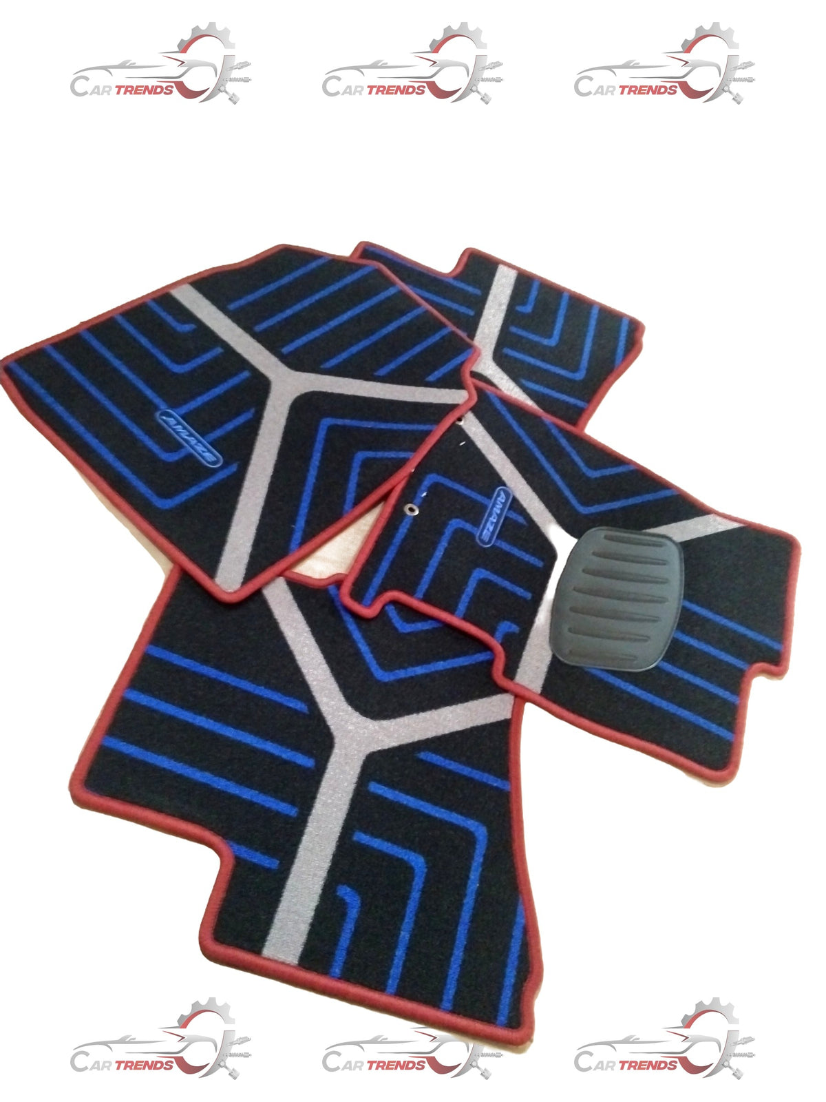 Red Honda floor mat with City, Amaze, Elevate, or WR-V branding, showing textured rubber surface and fitted shape.