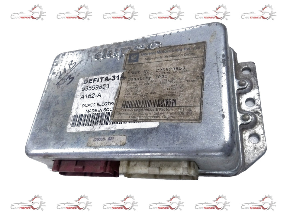 General Motors engine control module for Chevrolet Astra, compact black electronic component with connectors.