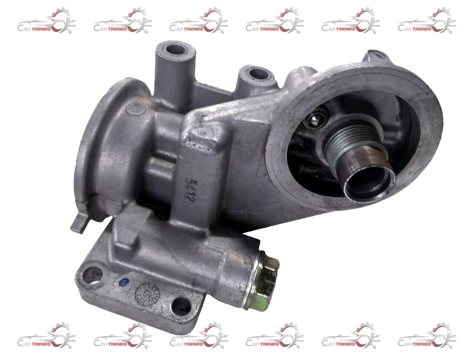 General Motors oil filter cooler body for Chevrolet Tavera, showing the metal component with mounting features.