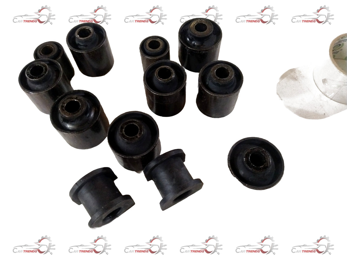 TATA Rear Suspension Bush Kit Aria-Storme spare parts, showing black rubber bushings and metal components for vehicle suspension.