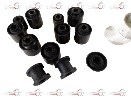 TATA Rear Suspension Bush Kit Aria-Storme spare parts, showing black rubber bushings and metal components for vehicle suspension.