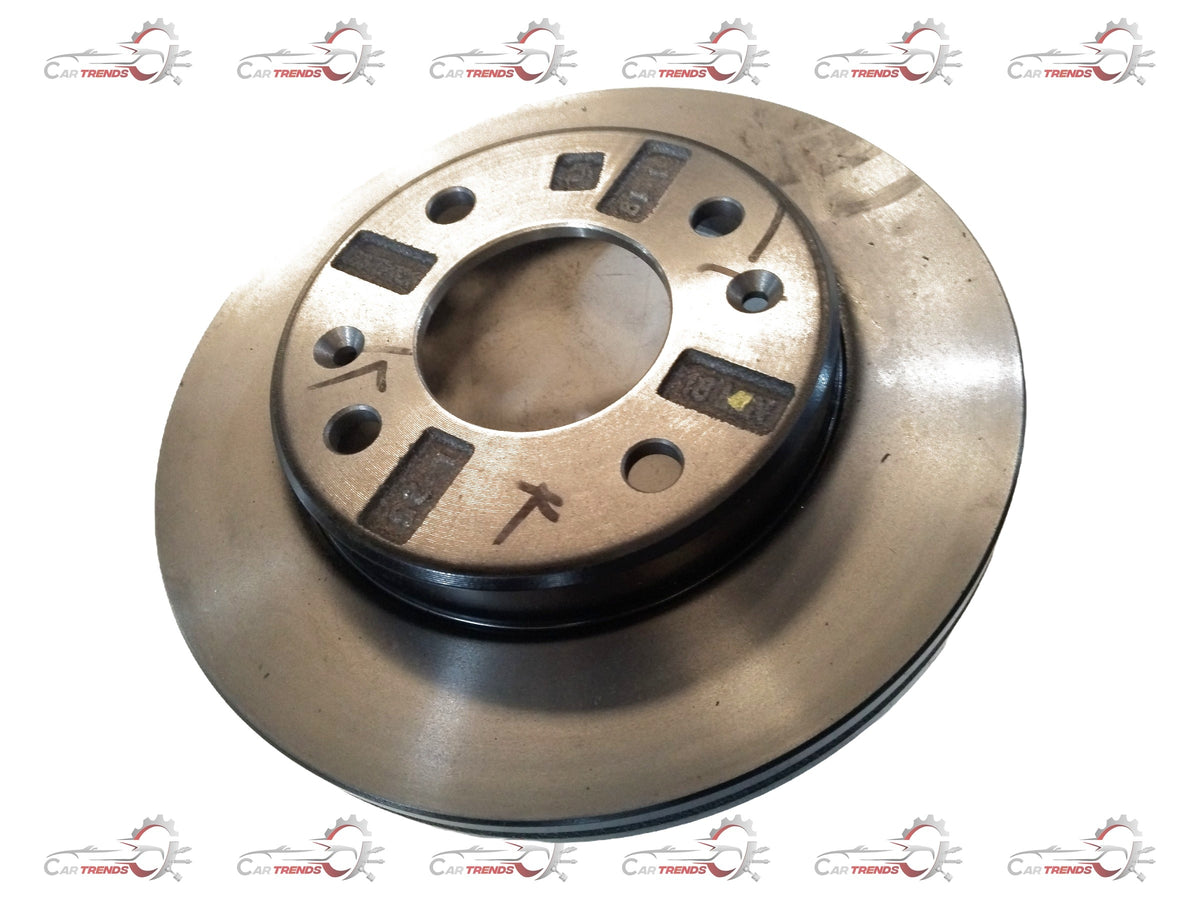 CarTrends Tata Punch brake disc showing ventilated metal rotor with mounting holes and central hub for vehicle braking system