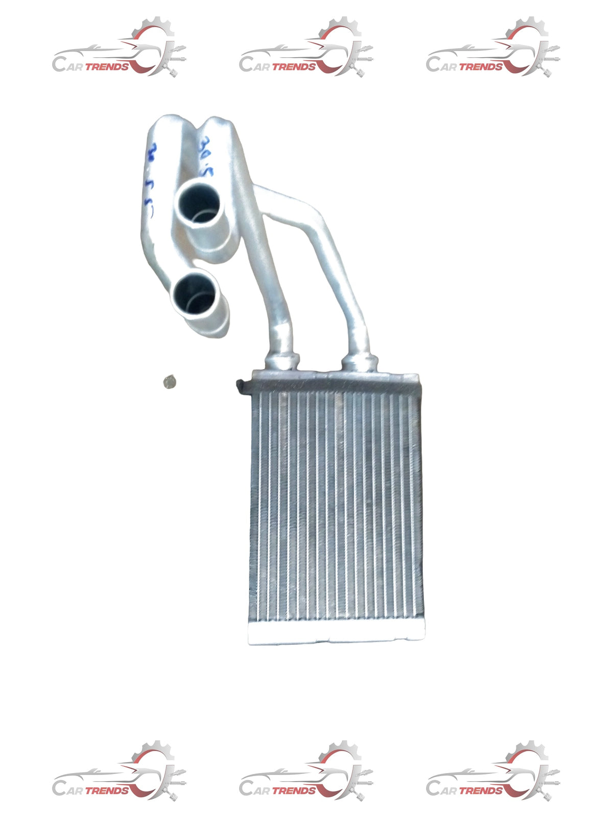 Maruti Suzuki heater core for S-Presso vehicle, showing the metal component with fins and inlet/outlet connections.