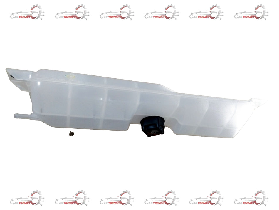 CarTrends degassing tank assembly for Bolero vehicle, showing metal tank with inlet and outlet fittings.