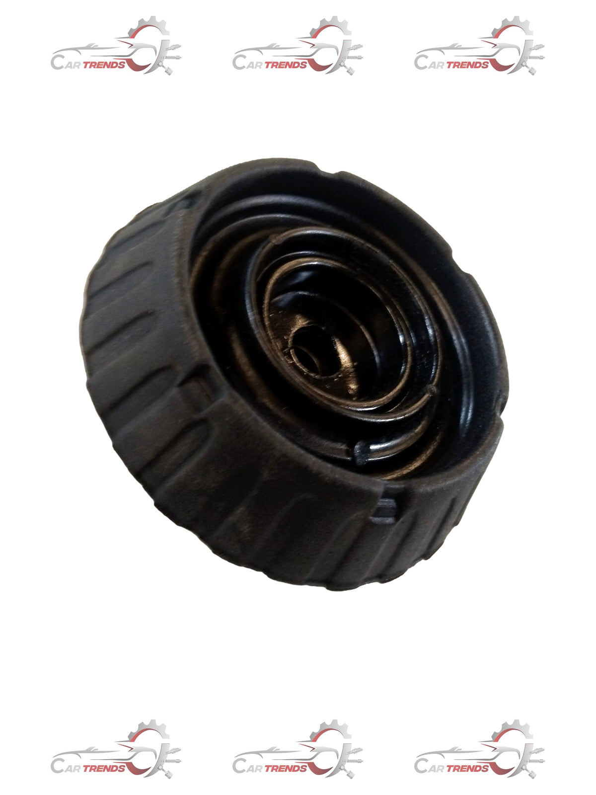 Aftermarket Hyundai i10 shocker mount, black rubber and metal component designed for suspension system repair.