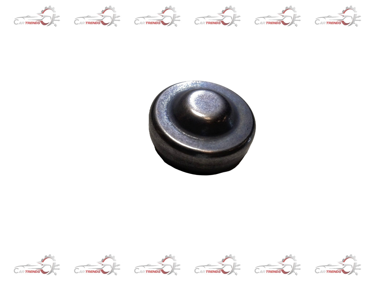 Ford engine plug, part number 1225841, black rubber seal for engine maintenance, shown in close-up on a white background.
