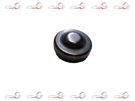 Ford engine plug, part number 1225841, black rubber seal for engine maintenance, shown in close-up on a white background.