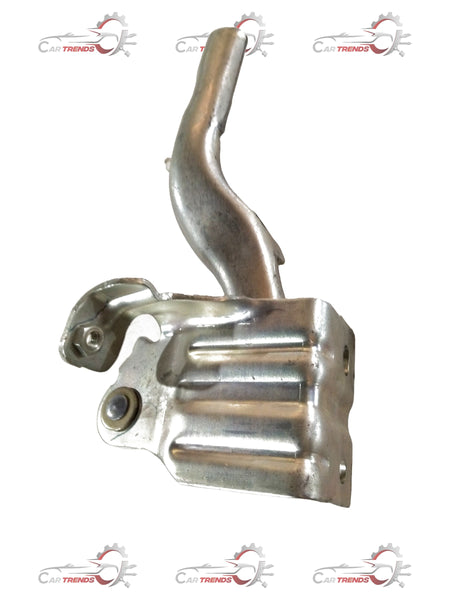 CarTrends Tata Tiago left-side bonnet hinge spare part, close-up view showing metal hinge mechanism and mounting points.