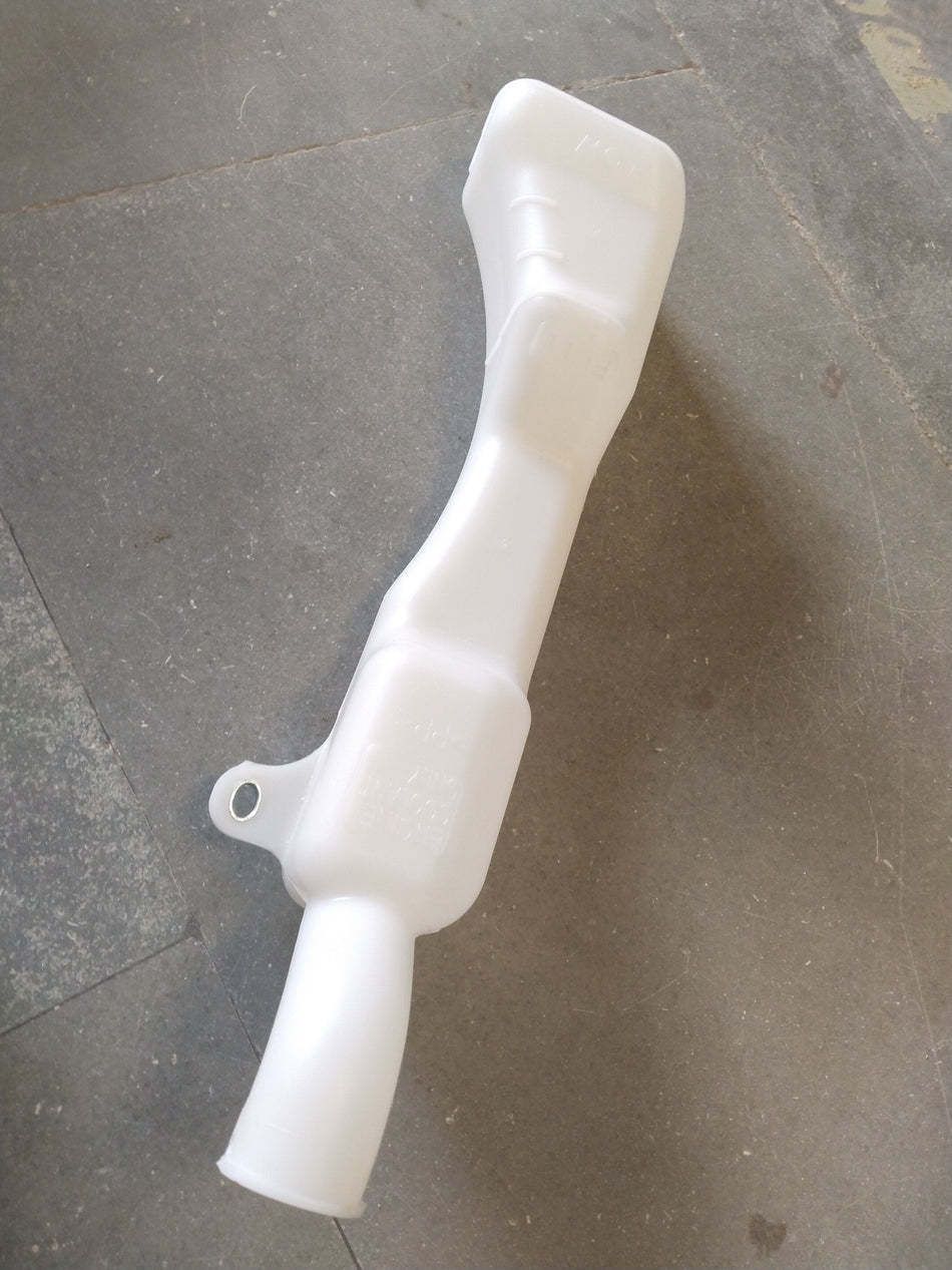 Maruti Suzuki radiator reserve tank for Baleno, Swift 3rd Gen, Dzire, Ignis petrol models, with a clear view of the tank's shape and mounting points.