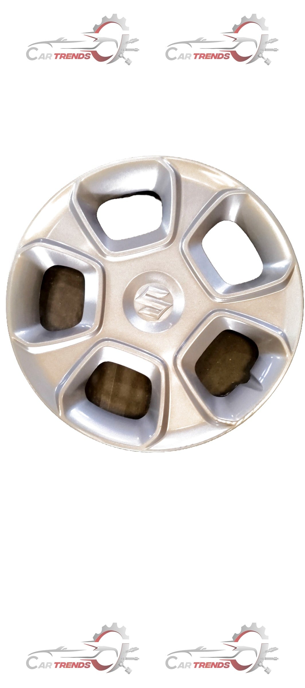 Maruti Suzuki full wheel assembly cap for Swift and Dzire, featuring a close-up of the wheel cap with brand details visible.