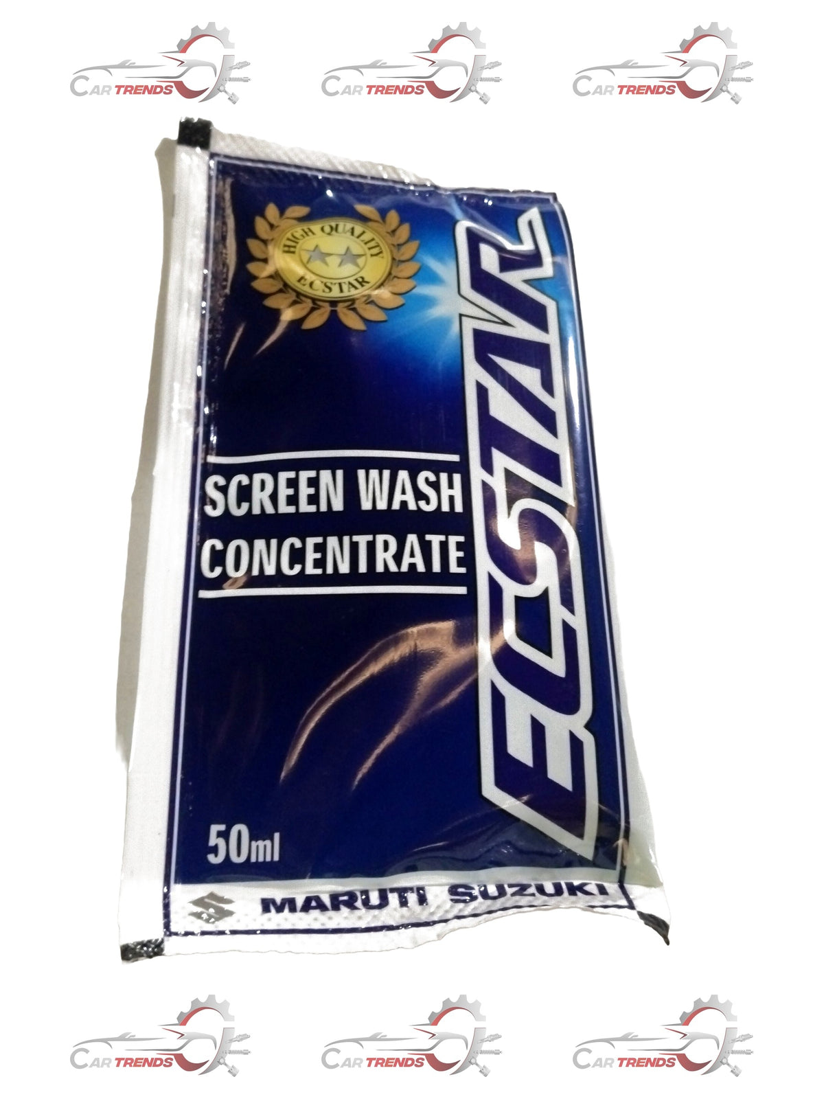 Maruti Suzuki screen wash bottle for Alto, Swift, Baleno, and Brezza vehicles, with visible label and cap.