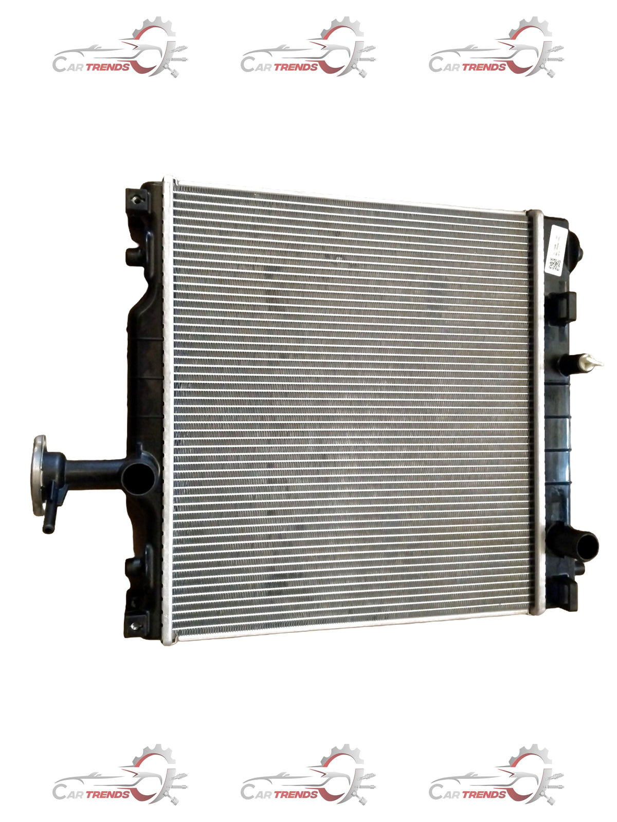 Maruti Suzuki radiator for Alto K10 2nd Gen (2014-2020) petrol and CNG vehicles, showing the core and mounting points.