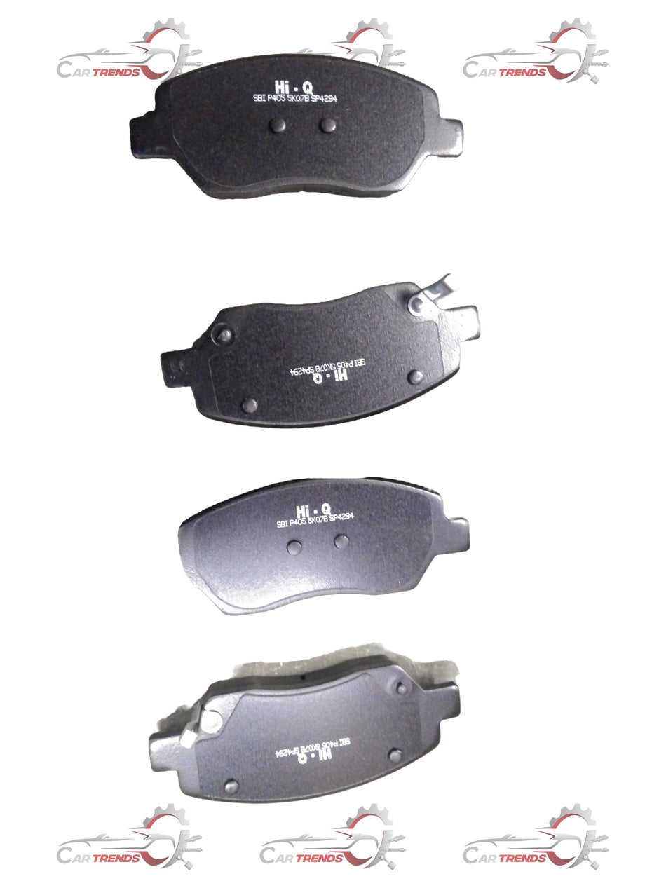 Front brake pad for Tata Tiago and Tigor by CarTrends, showing the new, durable brake pad with metallic backing and friction surface.