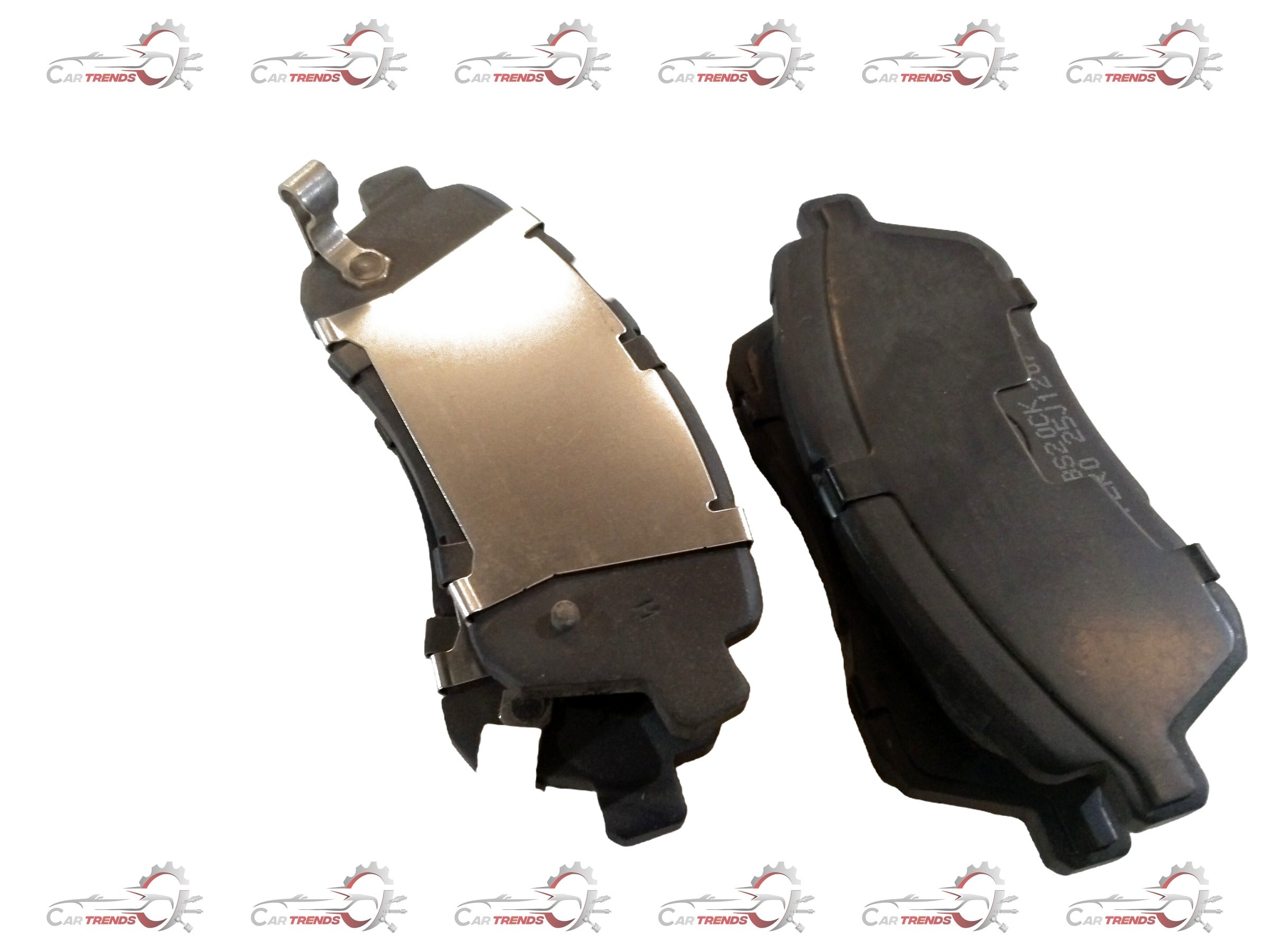 CarTrends brake pad for Ertiga new model, spare parts image showing the replacement brake pad with detailed friction surface.
