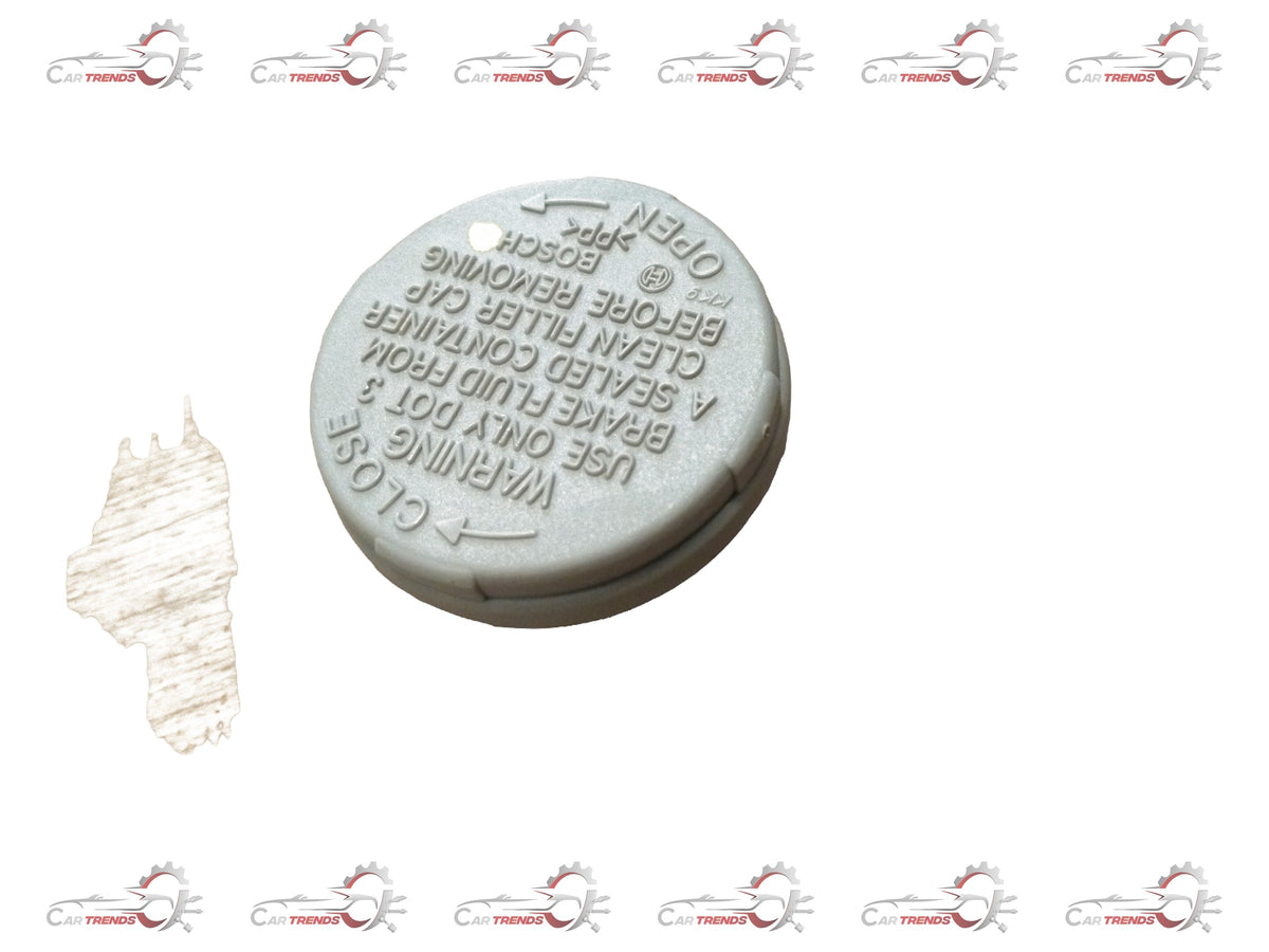Maruti Suzuki master cylinder reservoir cap, automotive engine part, shown in close-up with black plastic finish and mounting details