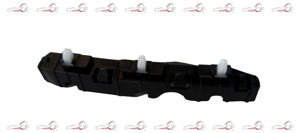 Front right bumper bracket for Hyundai Grand i10, CarTrends spare part showing mounting points and metal construction.