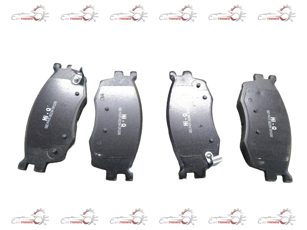 Front brake pad from CarTrends for Hyundai Accent, i20, EON 1.0, Getz, and Getz Prime, showing the brake pad with mounting features.