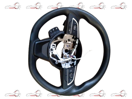Maruti Suzuki XL6/Brezza base model steering wheel with black finish and integrated controls, designed for Maruti Suzuki vehicles.