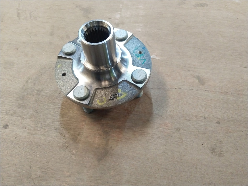 Front wheel hub for Hyundai Aura, Grand i10, Santro, i20, Verna, Xcent by CarTrends, showing the metal hub with mounting holes.
