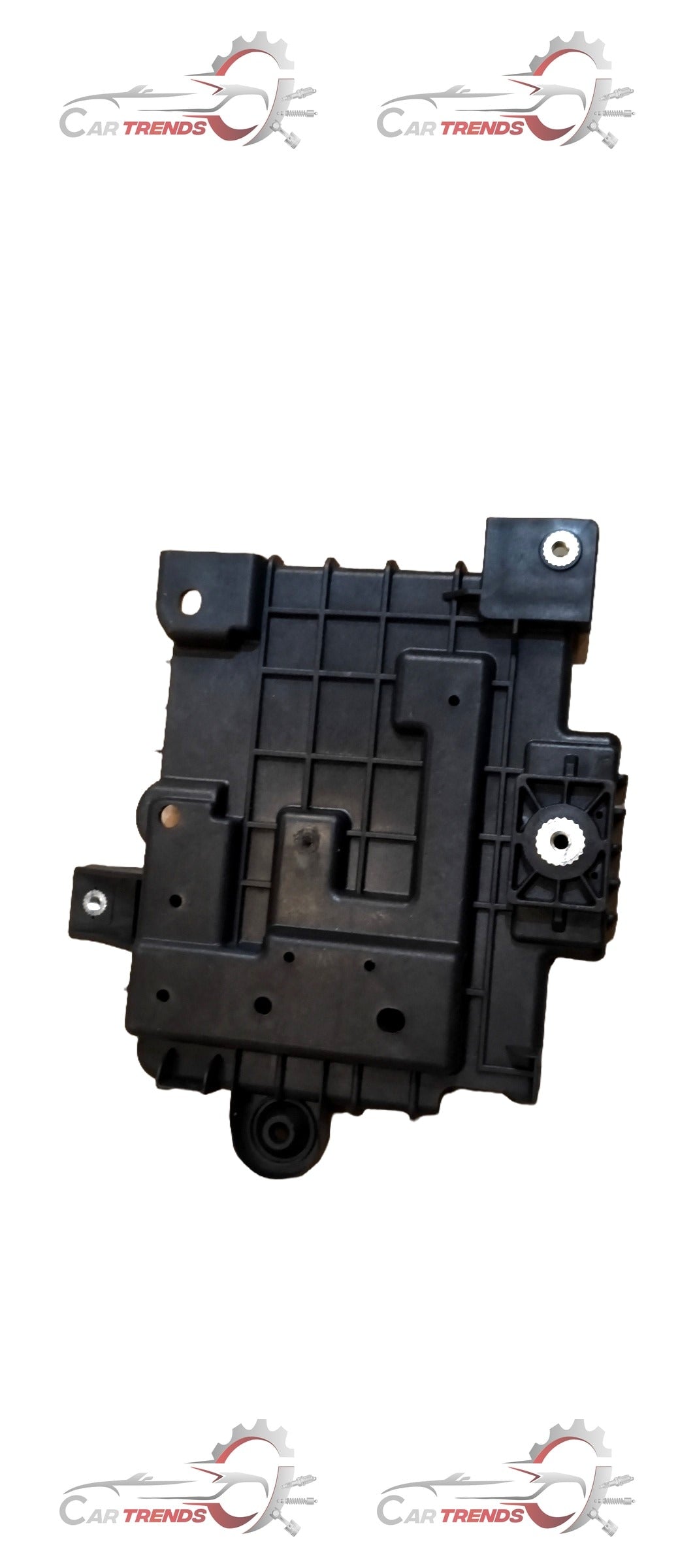 Hyundai battery tray from Xcent model, black plastic part with mounting holes for secure installation.