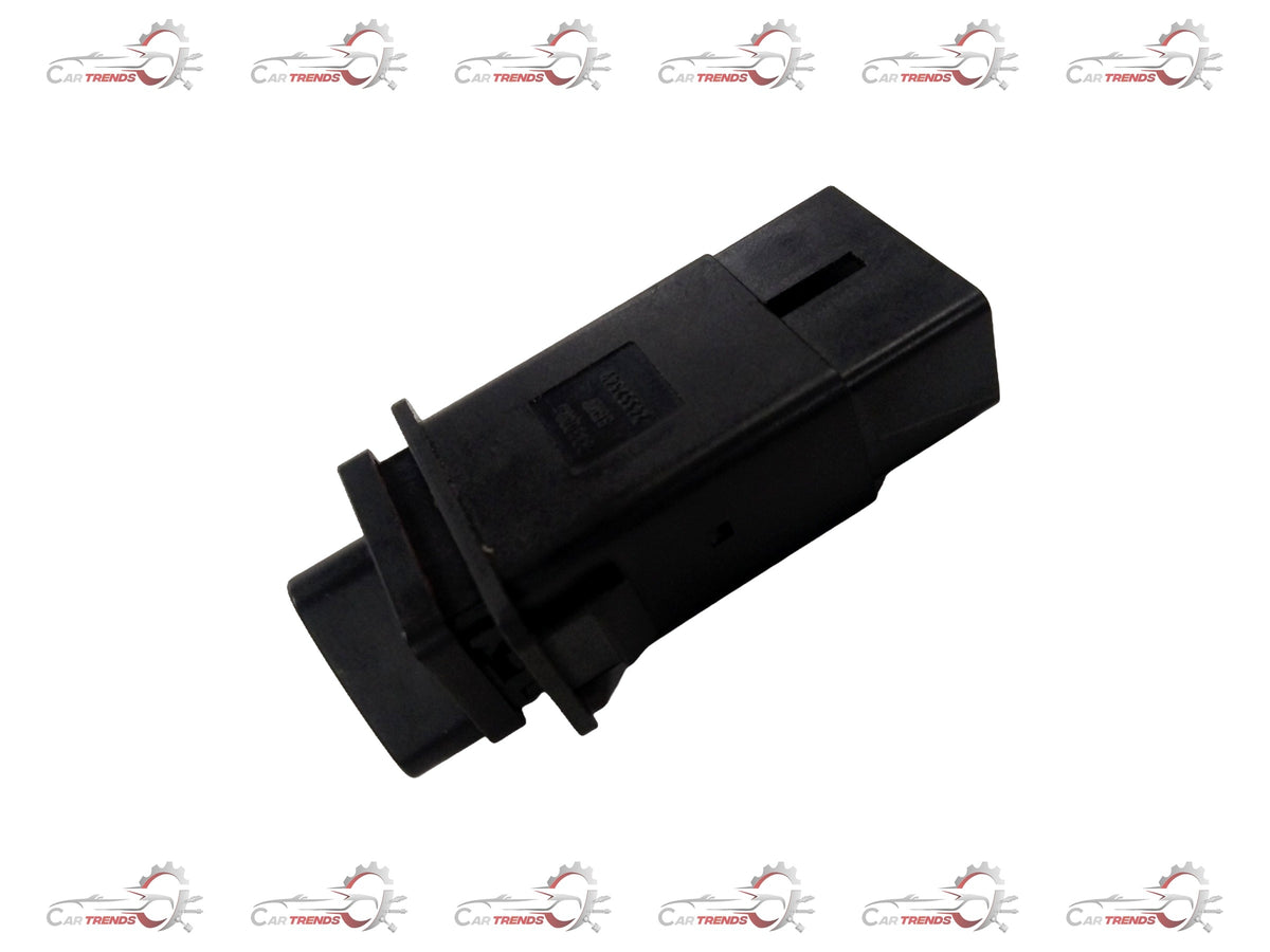 General Motors Chevrolet Enjoy hazard warning switch assembly installed on the dashboard, showing electrical components and connectors.