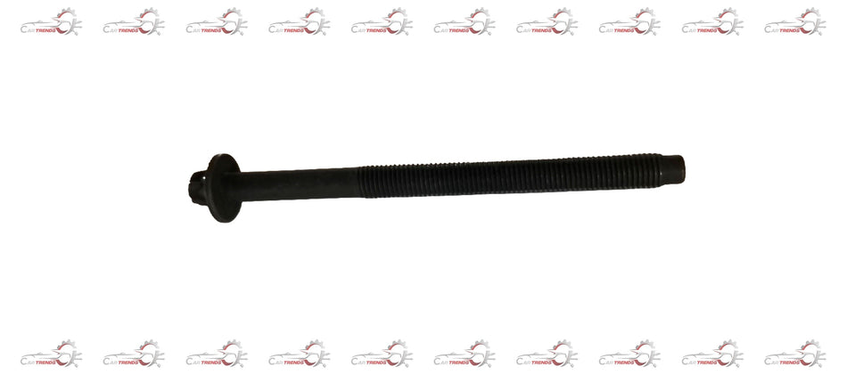 Ford cylinder head bolt, part #3M5Q6065AB, close-up of the new metal bolt used in Ford engine assembly.