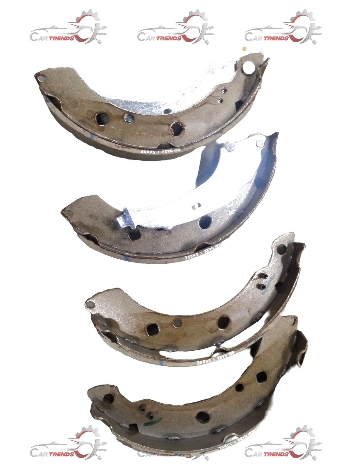 CarTrends rear brake pad for Polo, Vento, Ameo models, showing the black brake pad with metal clips and friction surface.