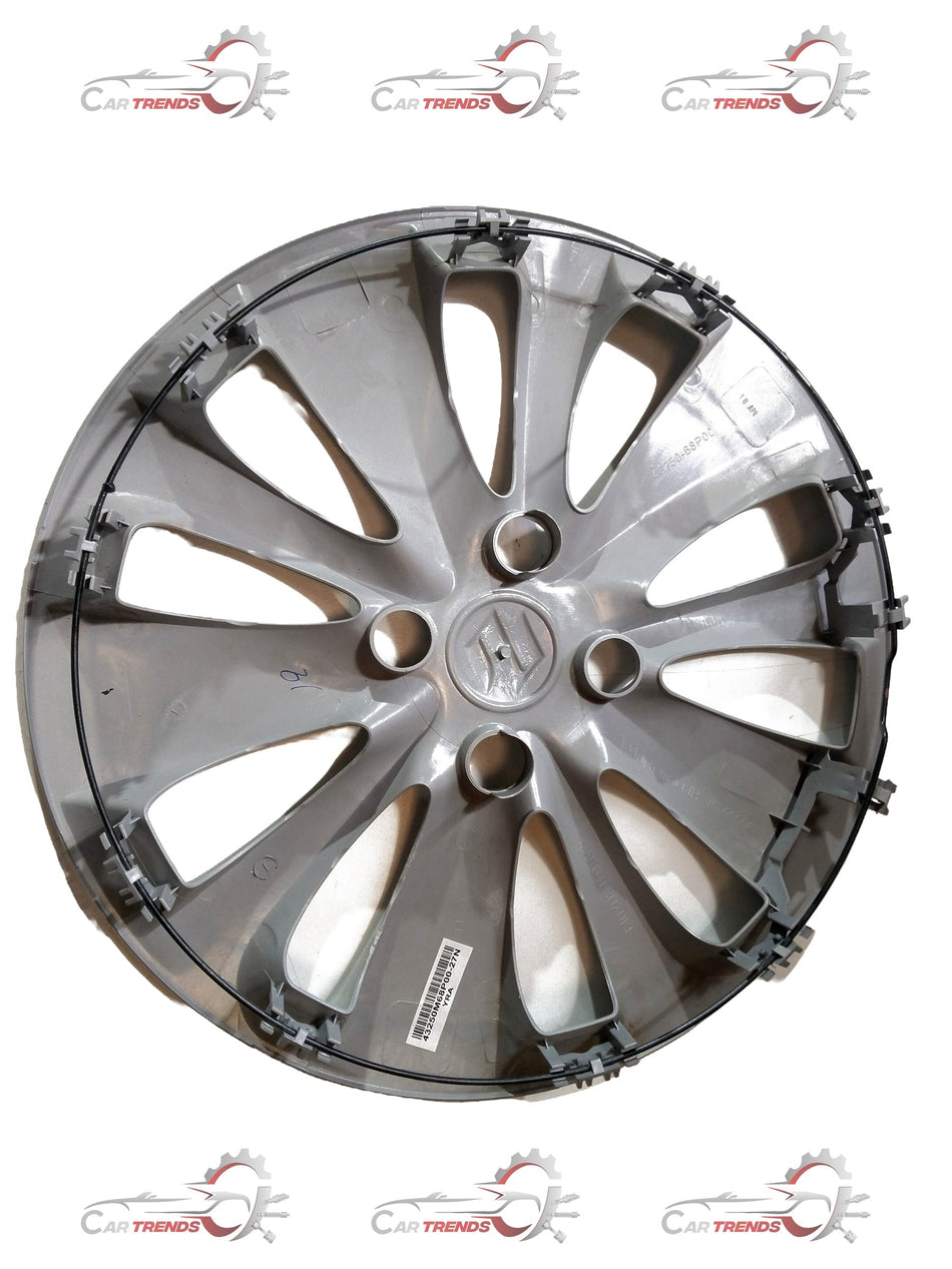 Silver Maruti Suzuki Baleno 1st Gen wheel cover with 27N design, showcasing a stylish and durable accessory for vehicle wheels.