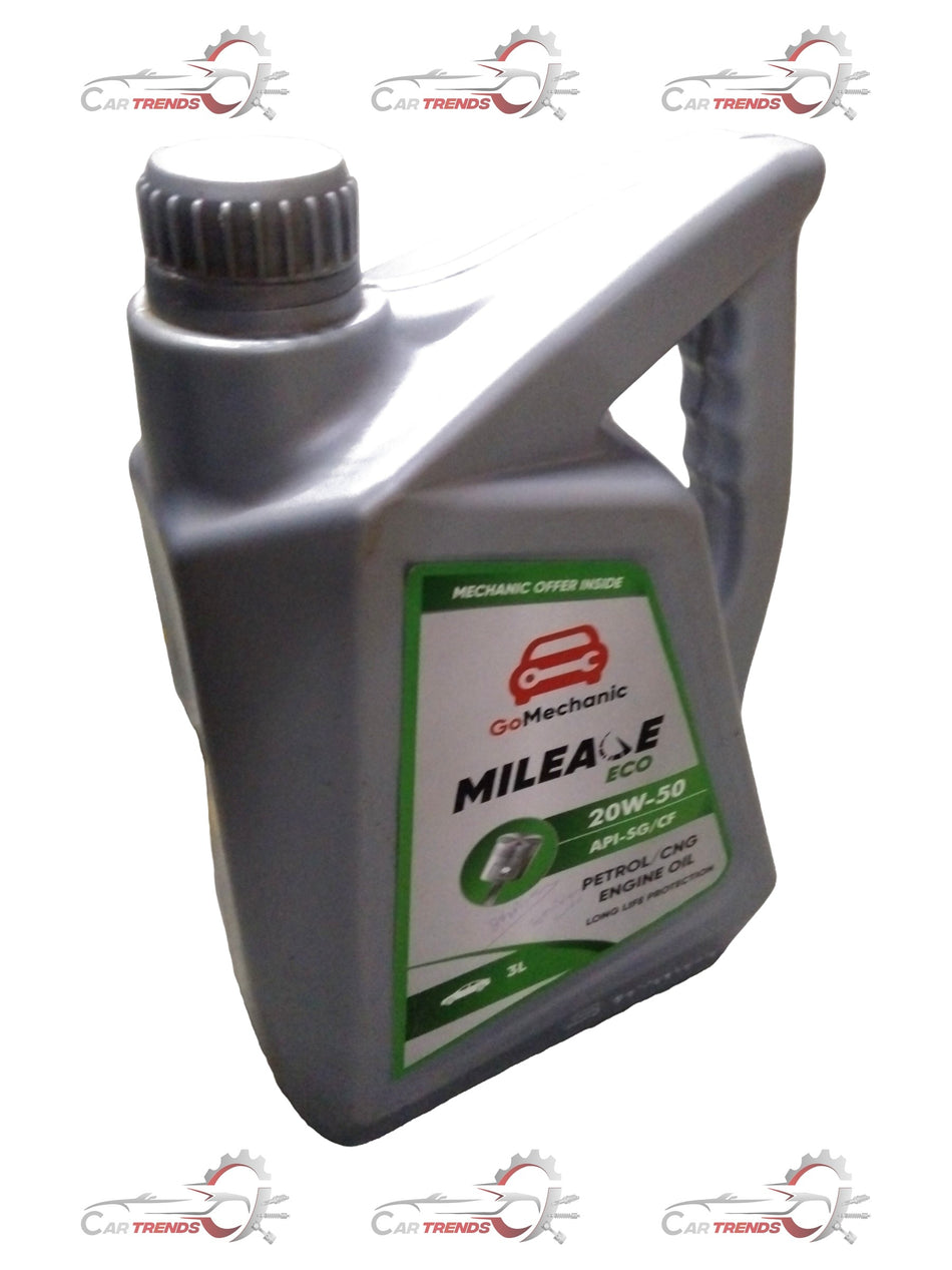 GOMECHANIC 20w50 eco mileage car engine oil 3L pack, suitable for all car variants and engine types.