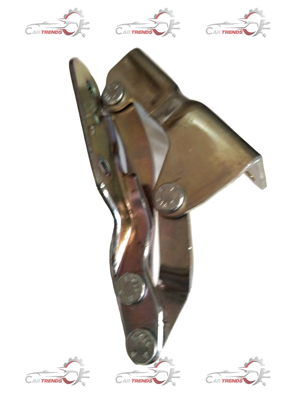 Left bonnet hinge for Mahindra Bolero, CarTrends brand, shown in close-up with metal hinge components visible.