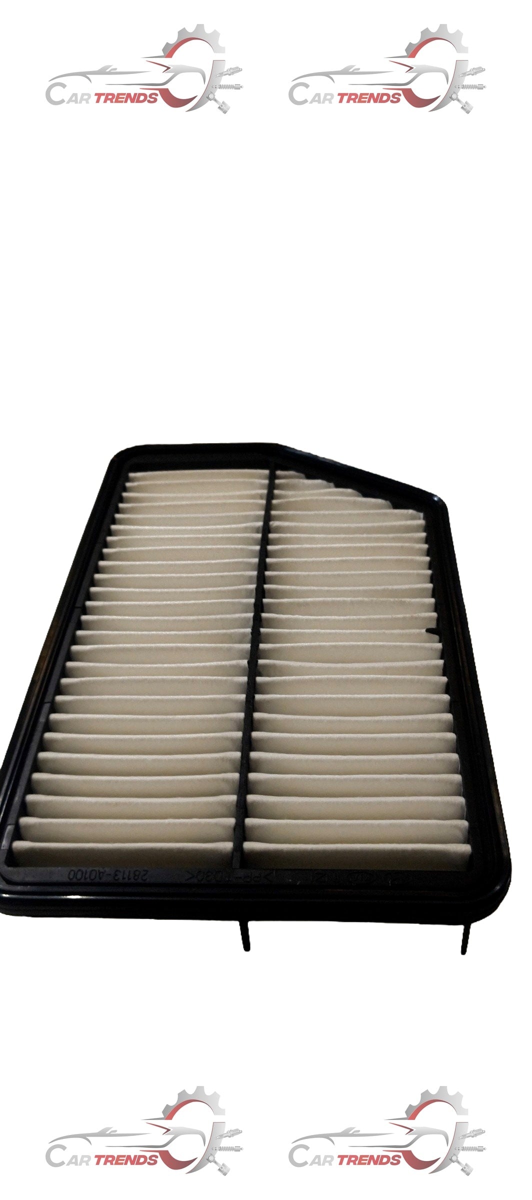 Hyundai Creta petrol air filter, model 28113A0100, showing the clean, rectangular filter element with plastic frame.