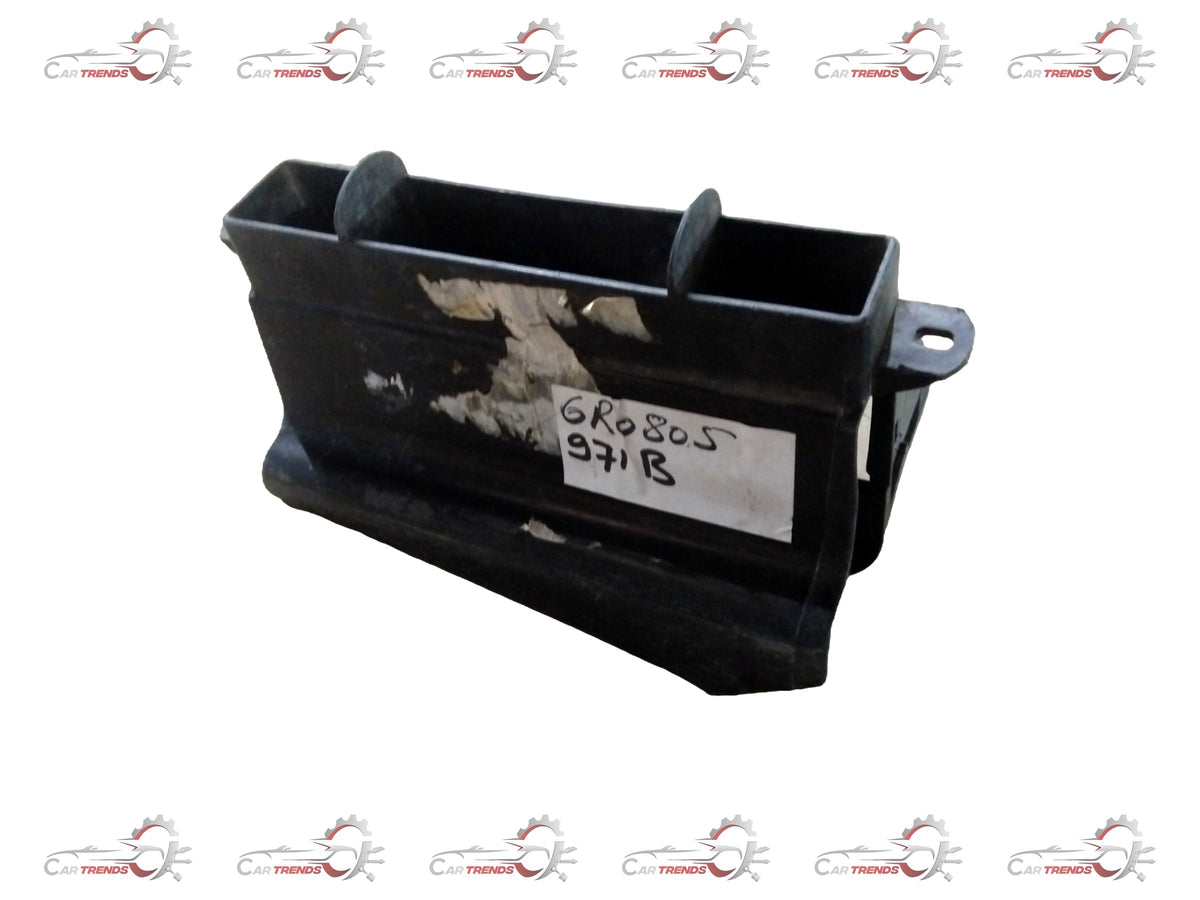 Volkswagen Polo air duct part #6R0805971B, close-up of the black plastic air vent component for vehicle ventilation system