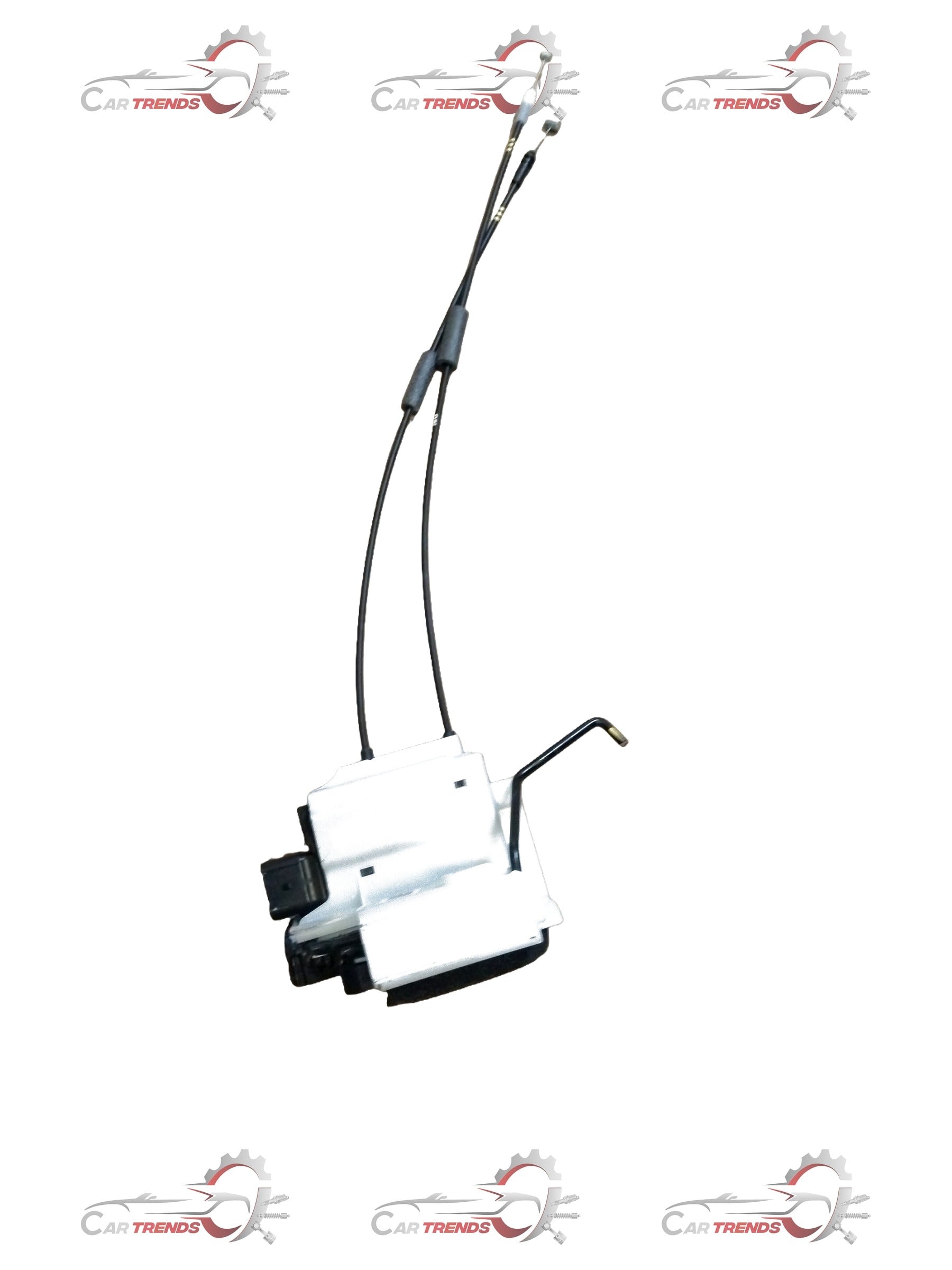 Hyundai Grand i10 Nios LH rear door latch showing the metal latch mechanism and mounting components.